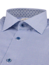 Load image into Gallery viewer, Stenstroms Blue Check Contrast Twill Shirt