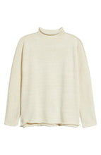 Load image into Gallery viewer, F&E Monterey Rolled Funnel Neck Sweater in Cream and Gold Glitter