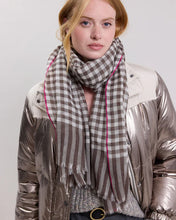 Load image into Gallery viewer, Hartford Women's Dark Brown Gingham Scarf