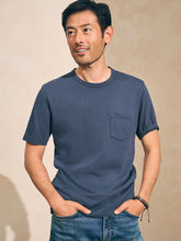 Load image into Gallery viewer, Faherty Men's Sunwashed Pocket Tee in Dune Navy
