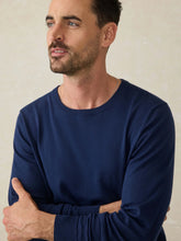 Load image into Gallery viewer, Faherty Movement™ Crewneck Sweater in Marine Navy Heather