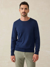 Load image into Gallery viewer, Faherty Movement™ Crewneck Sweater in Marine Navy Heather