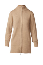 Load image into Gallery viewer, Kinross Doubleknit Zip Mock Cardigan in Camel