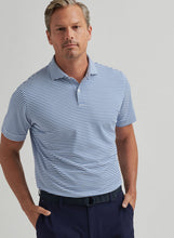 Load image into Gallery viewer, Peter Millar Tempo Performance Mesh Polo in White/Ocean Blue