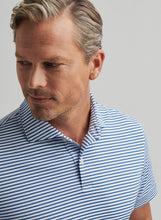 Load image into Gallery viewer, Peter Millar Tempo Performance Mesh Polo in White/Ocean Blue