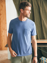 Load image into Gallery viewer, Faherty Men's Sunwashed Pocket Tee Blue Horizon