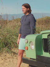 Load and play video in Gallery viewer, Faherty Men's Slub Cotton Hoodie in Blue Nights