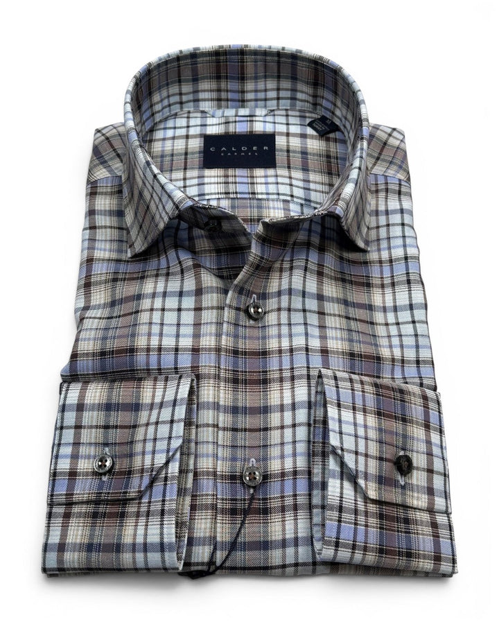 Calder Melange Twill Shirt In Slate