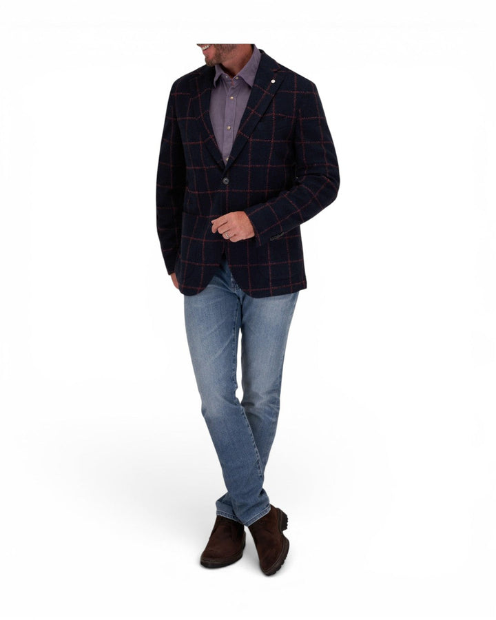 Lbm Navy Windowpane W/ Wine Deco