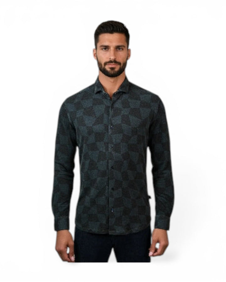 Stone Rose Rover Warped Checkerboard Shirt In Black