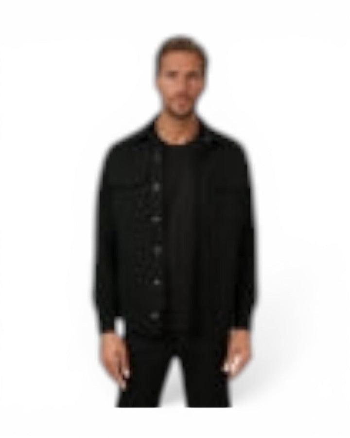 Stone Rose Knit Stretch Twill Jacket In Black