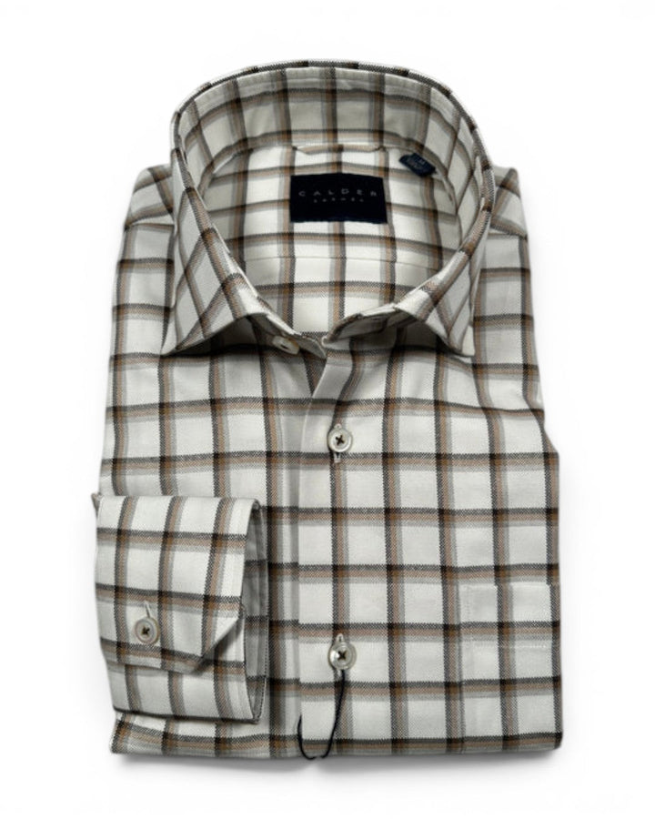 Calder Windowpane Oxford Shirt In Chocolate