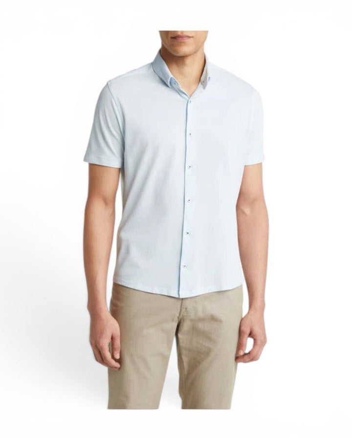 Stone Rose Ss 2 Tone Pique Light Blue