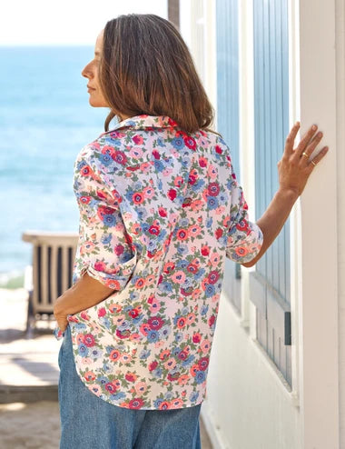 Frank &amp; Eileen Button-Up Shirt Pink Blue Flowers