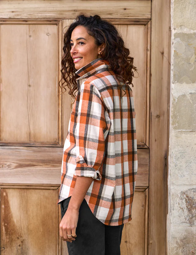 Frank &amp; Eileen Relaxed Button-Up In Pumpkin And Brown Plaid