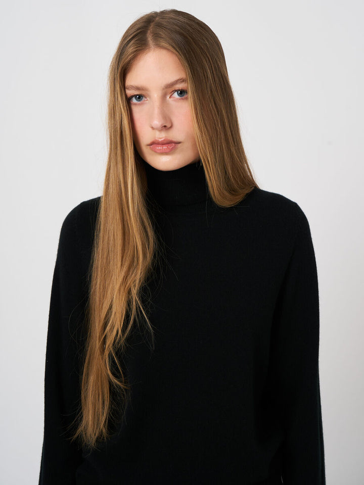 Repeat Basic Organic Cashmere Turtleneck Sweater Black
