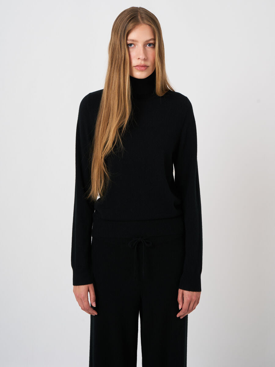 Repeat Basic Organic Cashmere Turtleneck Sweater Black