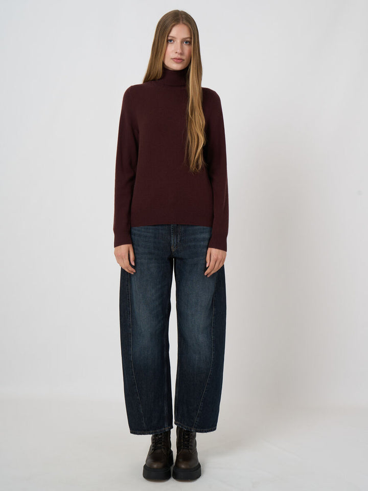 Repeat Basic Organic Cashmere Turtleneck Sweater Lava
