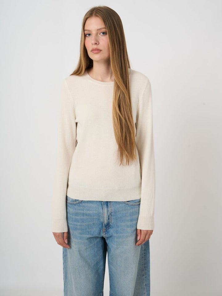Repeat Organic Cashmere Round-Neck Sweater Cream
