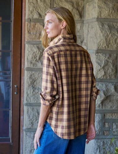 Frank &amp; Eileen Relaxed Button-Up Shirt in Gold Brown Black Plaid