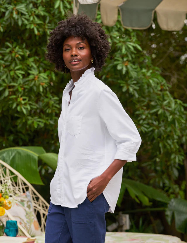Frank &amp; Eileen Eileen Ruffle Collar Button-Up In White