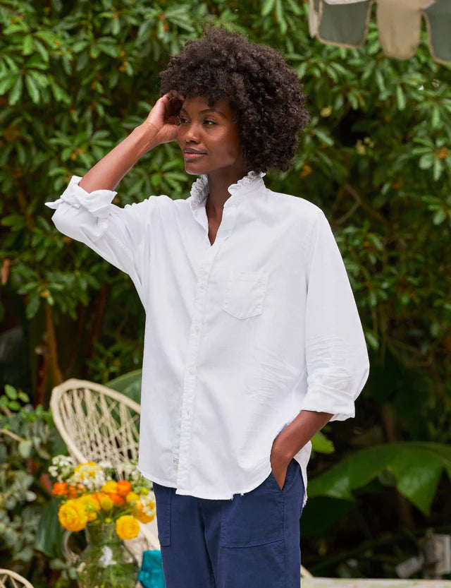 Frank &amp; Eileen Eileen Ruffle Collar Button-Up In White