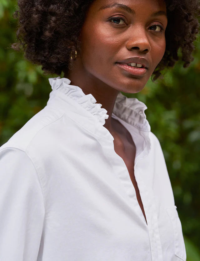 Frank &amp; Eileen Eileen Ruffle Collar Button-Up In White