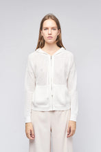 Load image into Gallery viewer, Kokun Mesh Zip Up Hoodie in White

