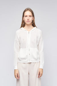 Kokun Mesh Zip Up Hoodie in White