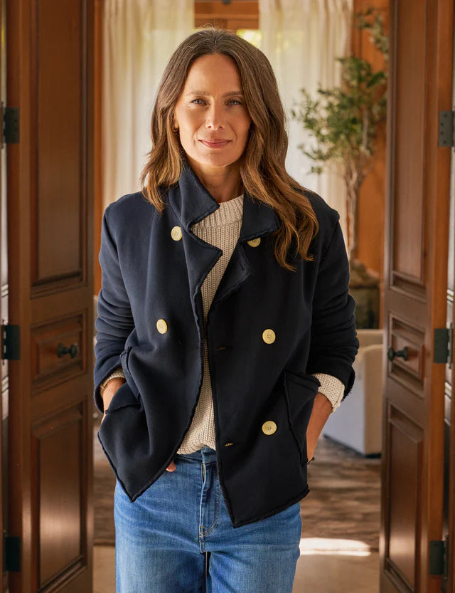 Frank &amp; Eileen Cropped Sweatshirt Peacoat In British Royal Navy
