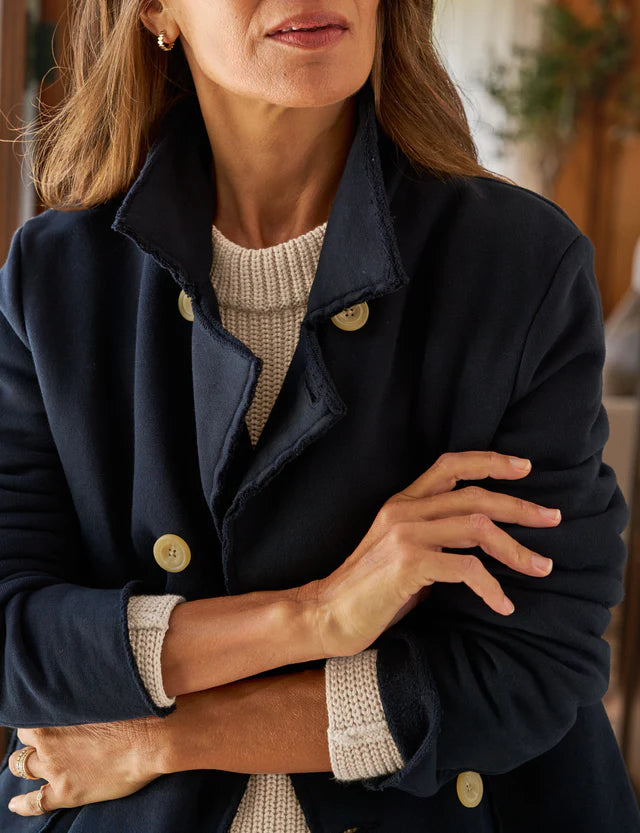 Frank &amp; Eileen Cropped Sweatshirt Peacoat In British Royal Navy