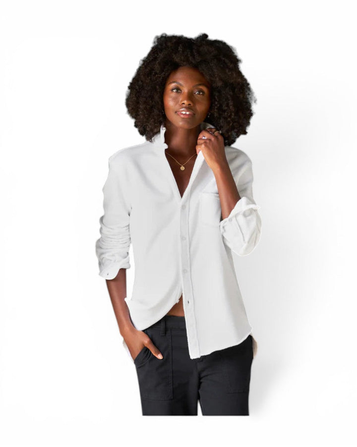Eileen Triple Fleece Button-Up In White
