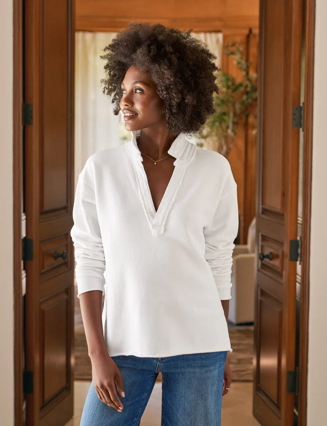 Frank &amp; Eileen Triple Fleece Popover Henley In White