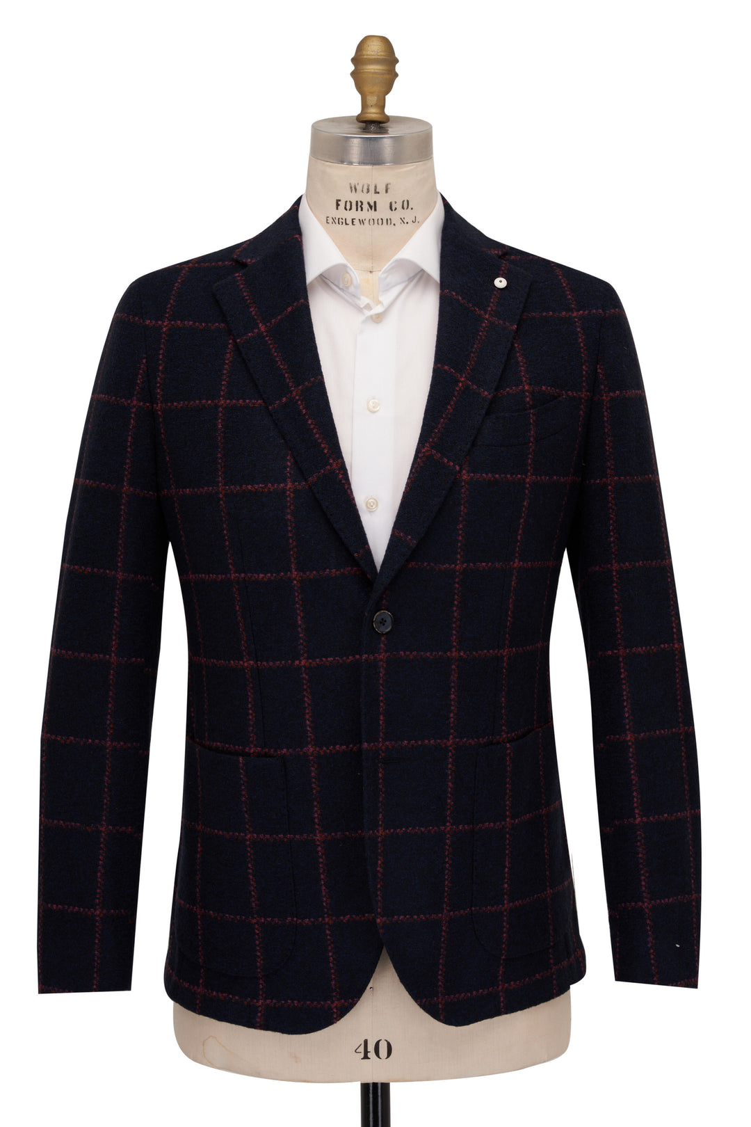 Lbm Navy Windowpane W/ Wine Deco