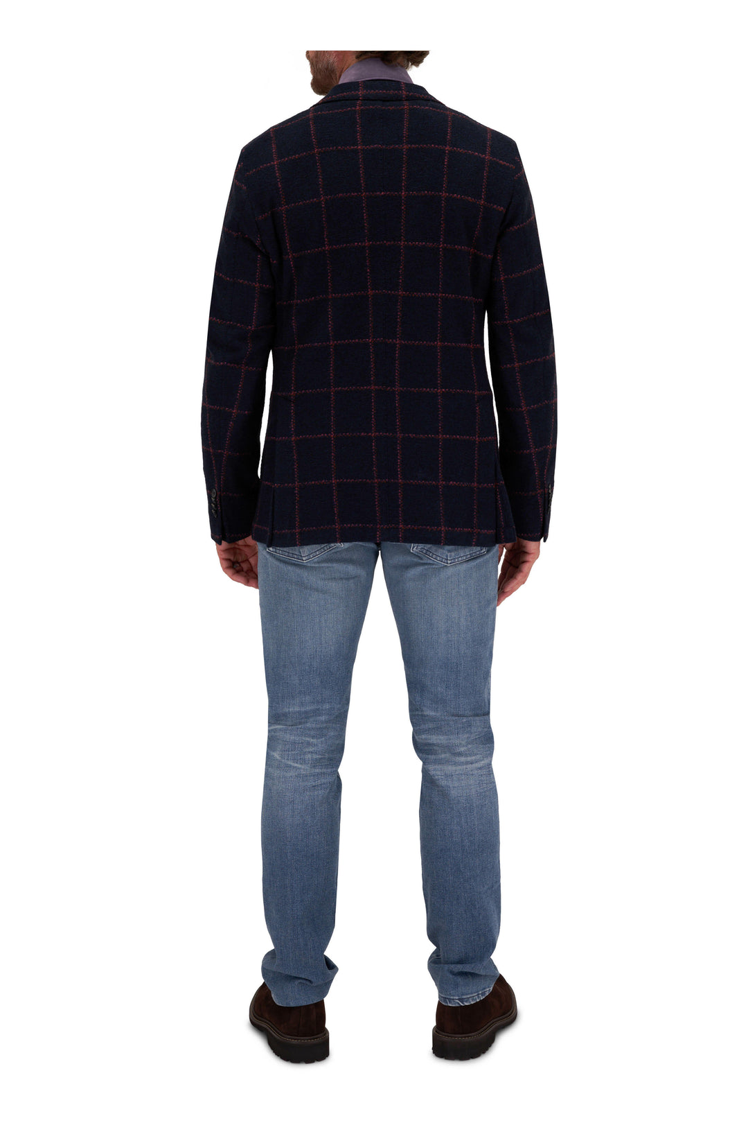 Lbm Navy Windowpane W/ Wine Deco