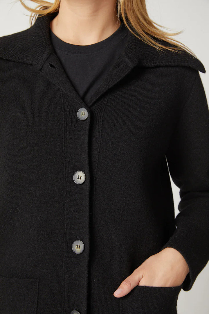 Kokun Wide Collar Car Coat In Black