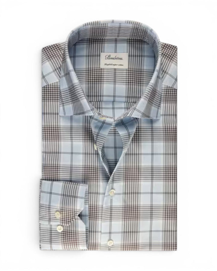 Stenstroms Blue Checked Twill Shirt