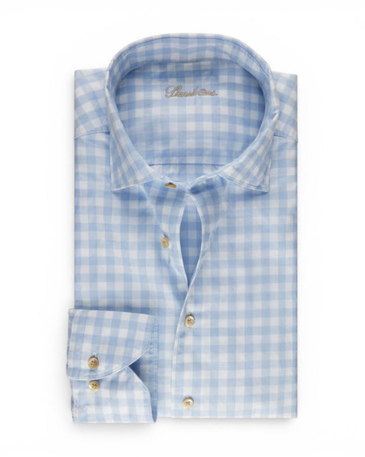Stenstroms Casual Blue Checked Twill Shirt