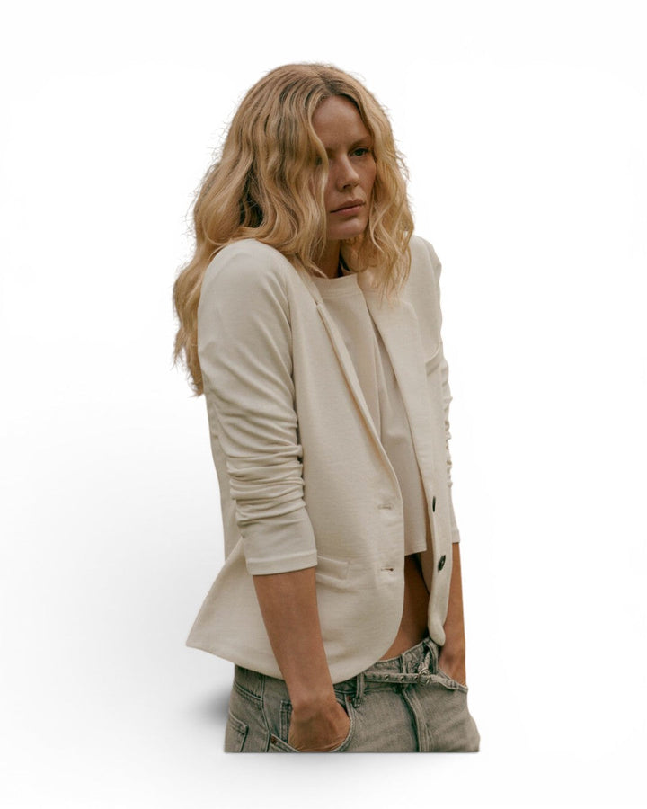 Repeat Tailored French Terry Sweatshirt Blazer In Ivory