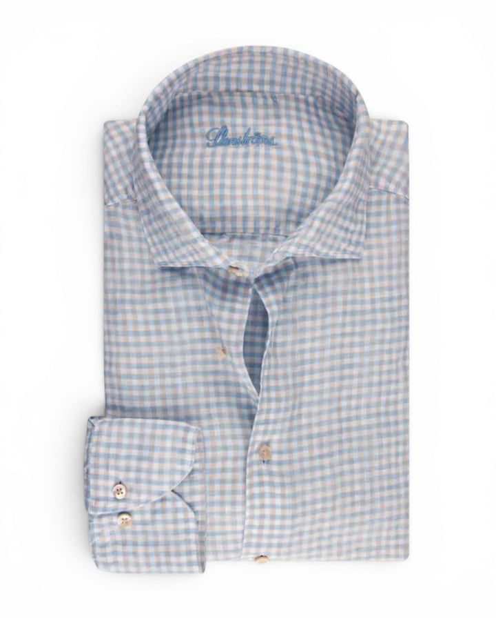 Stenstroms Blue Checked Linen Shirt