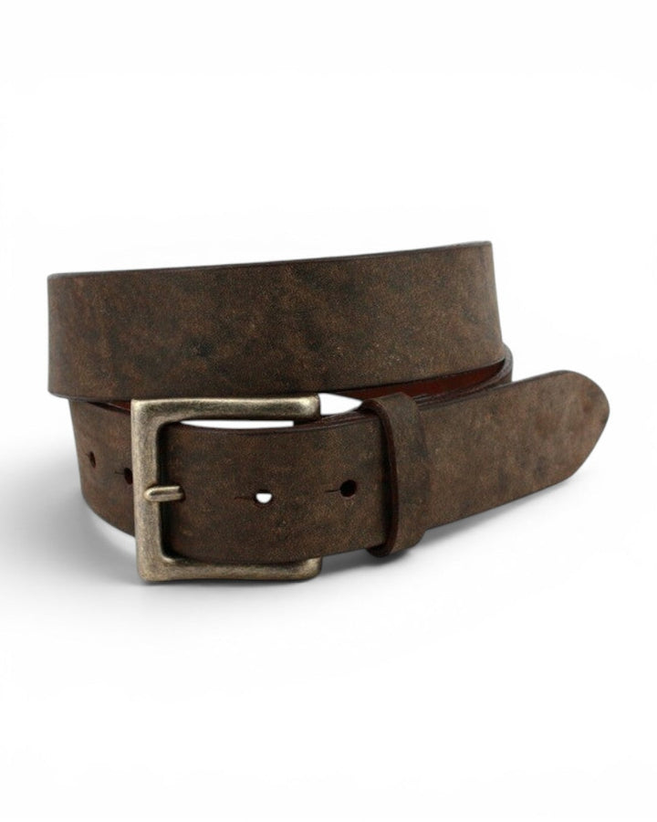 Torino Brown Weathered Calfskin Antique Brass Belt