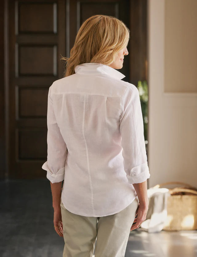 Frank &amp; Eileen Barry Tailored Button-Up In White Linen