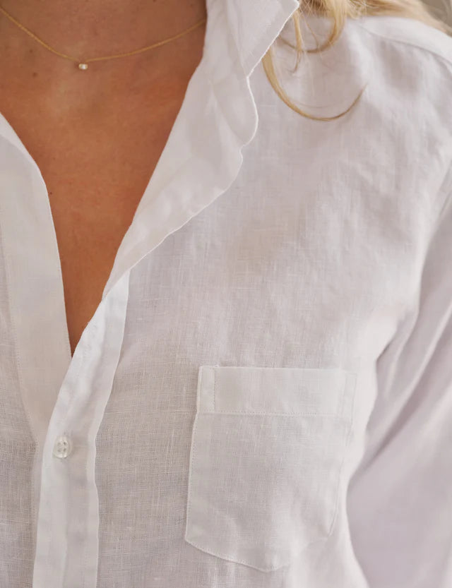 Frank &amp; Eileen Barry Tailored Button-Up In White Linen