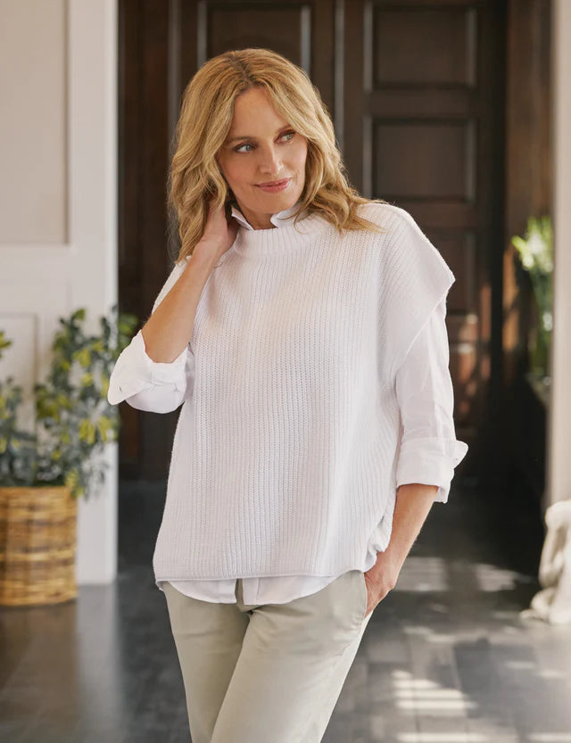 F&E Montecito Sweater Vest in White