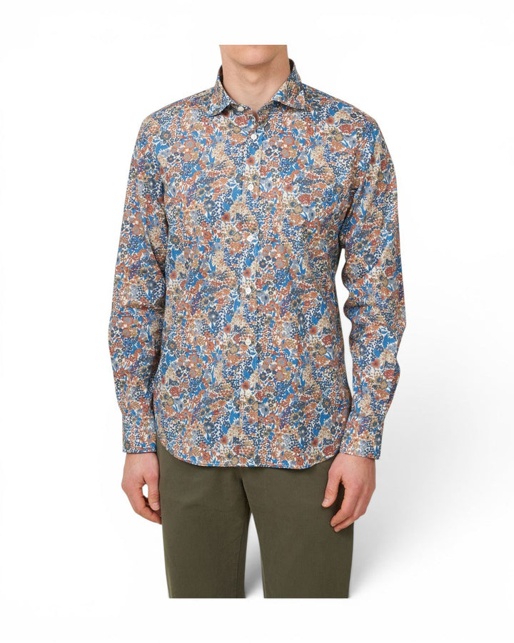 Hartford Paul Shirt In Blue/Camel