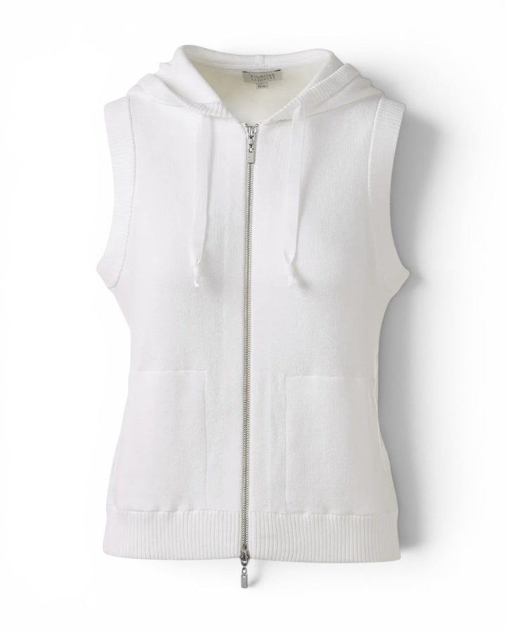 Kinross Women Sleeveless Zip Hoodie In White