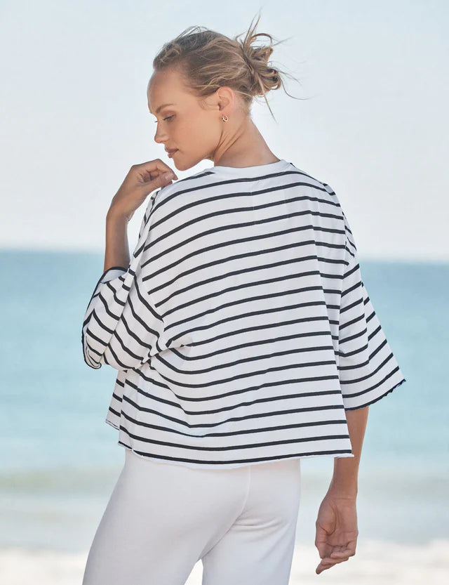 Frank &amp; Eileen Presley Oversized Tee In Wide Navy French Stripe
