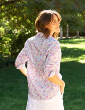 Load image into Gallery viewer, F&amp;E Eileen Relaxed Button-Up in Blue and Pink Floral
