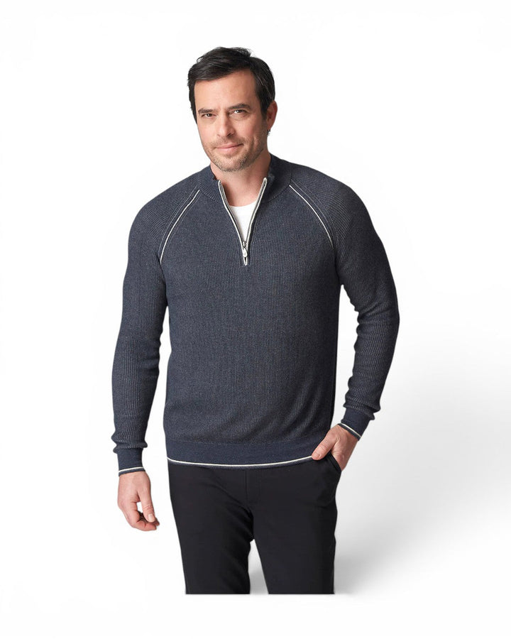 Raffi English Rib Zip Mock In Midnight