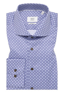 Eterna Modern Printed Shirt in Blue/Brown